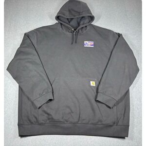 Carhartt Hoodie Pullover Sweatshirt  Mens 3XL Black Loose Fit Patch Logo
